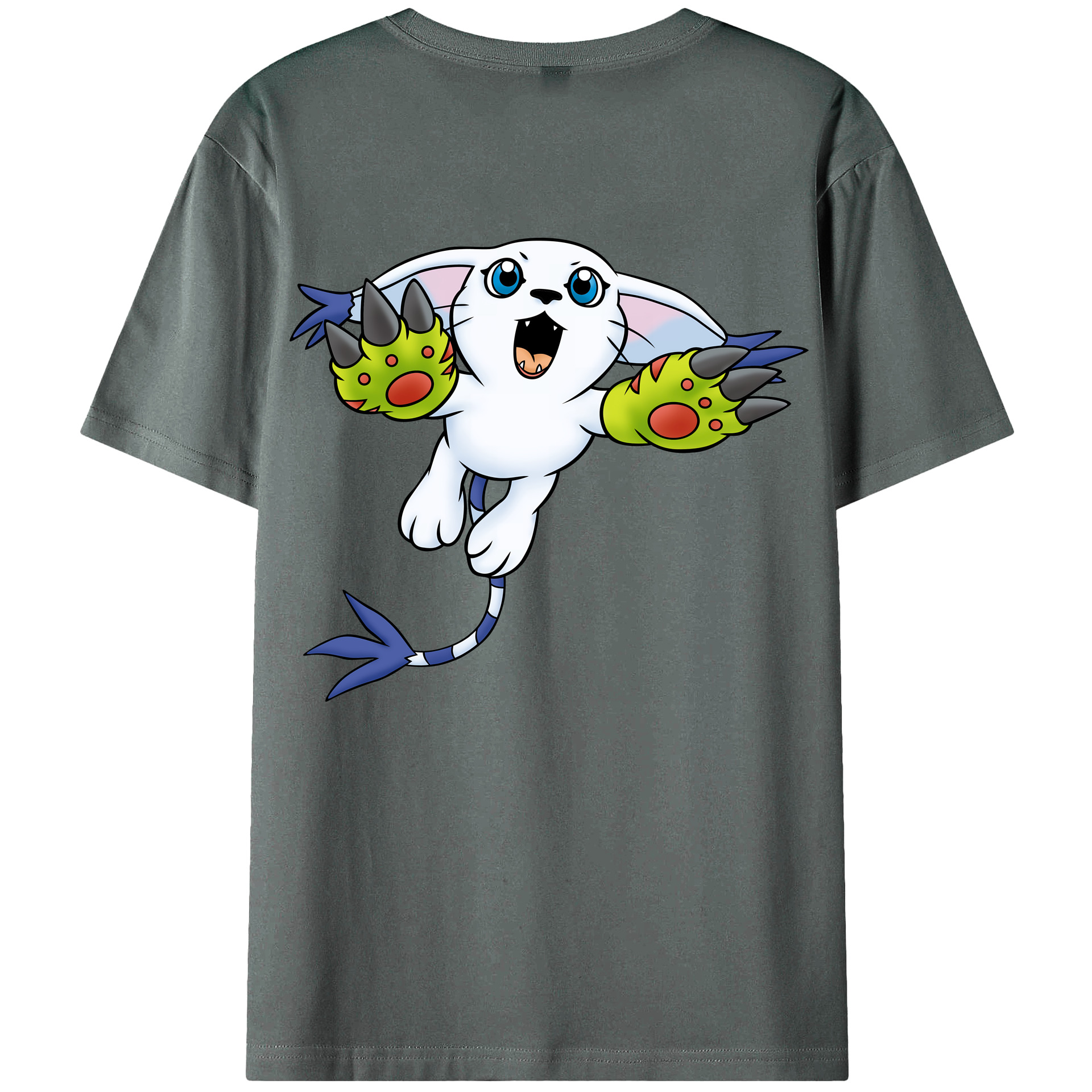（画像用） Digimon デジタルモンスター/デジモン 綿100％ メンズ半袖Tシャツ（バックプリント） 通気性